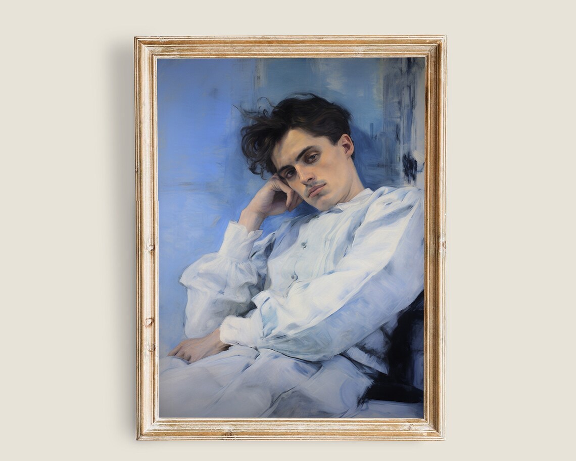 Gentleman Portrait Vintage Art Print, Dark Academia
