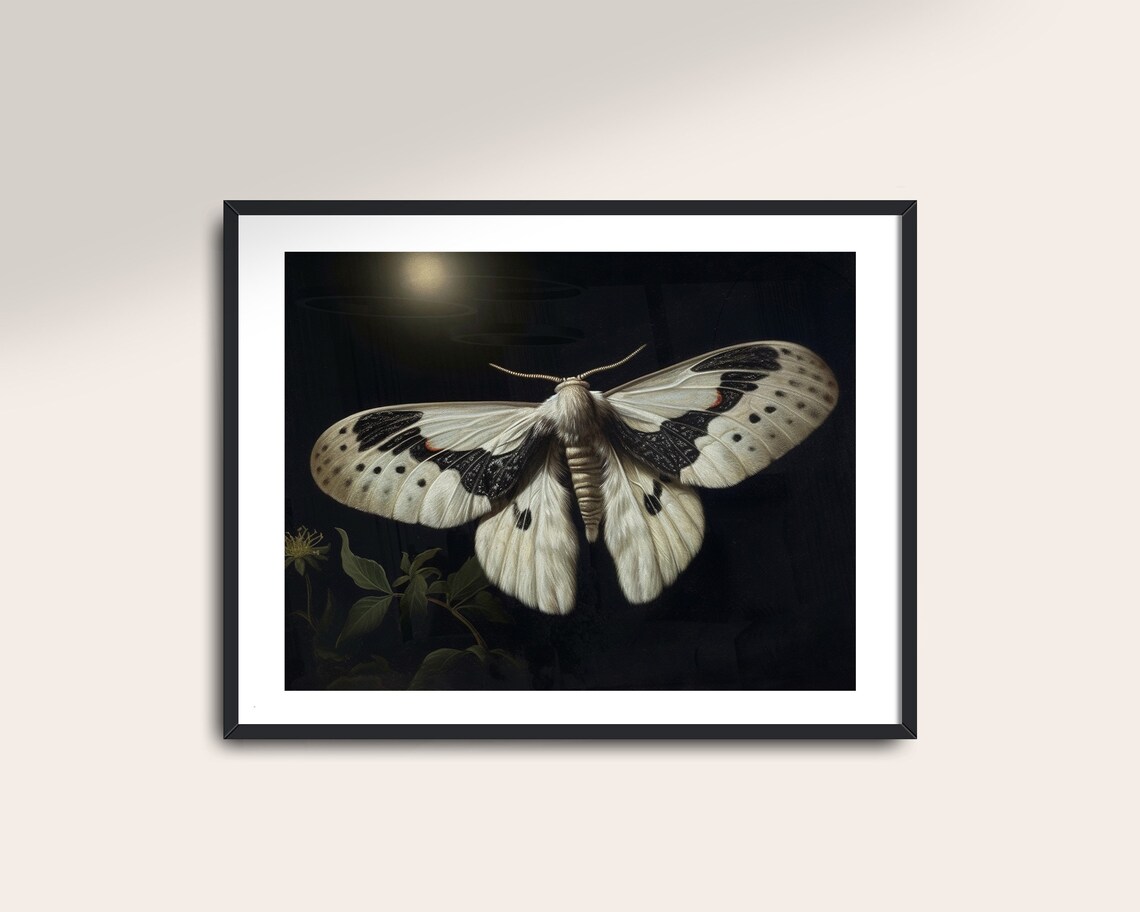 White Moth Victorian Butterfly Art, Dark Academia - Image 2