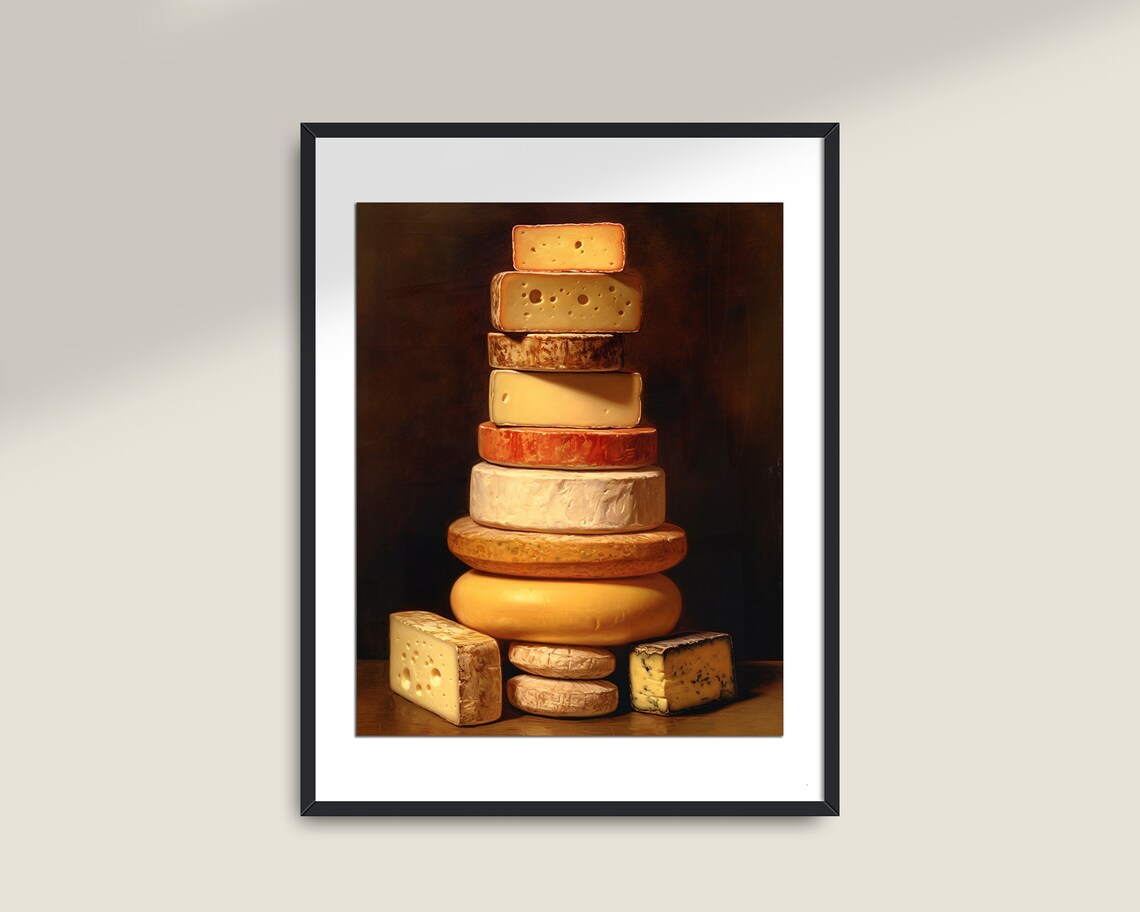 Vintage Cheese Art Print for Kitchen Decor - Image 2