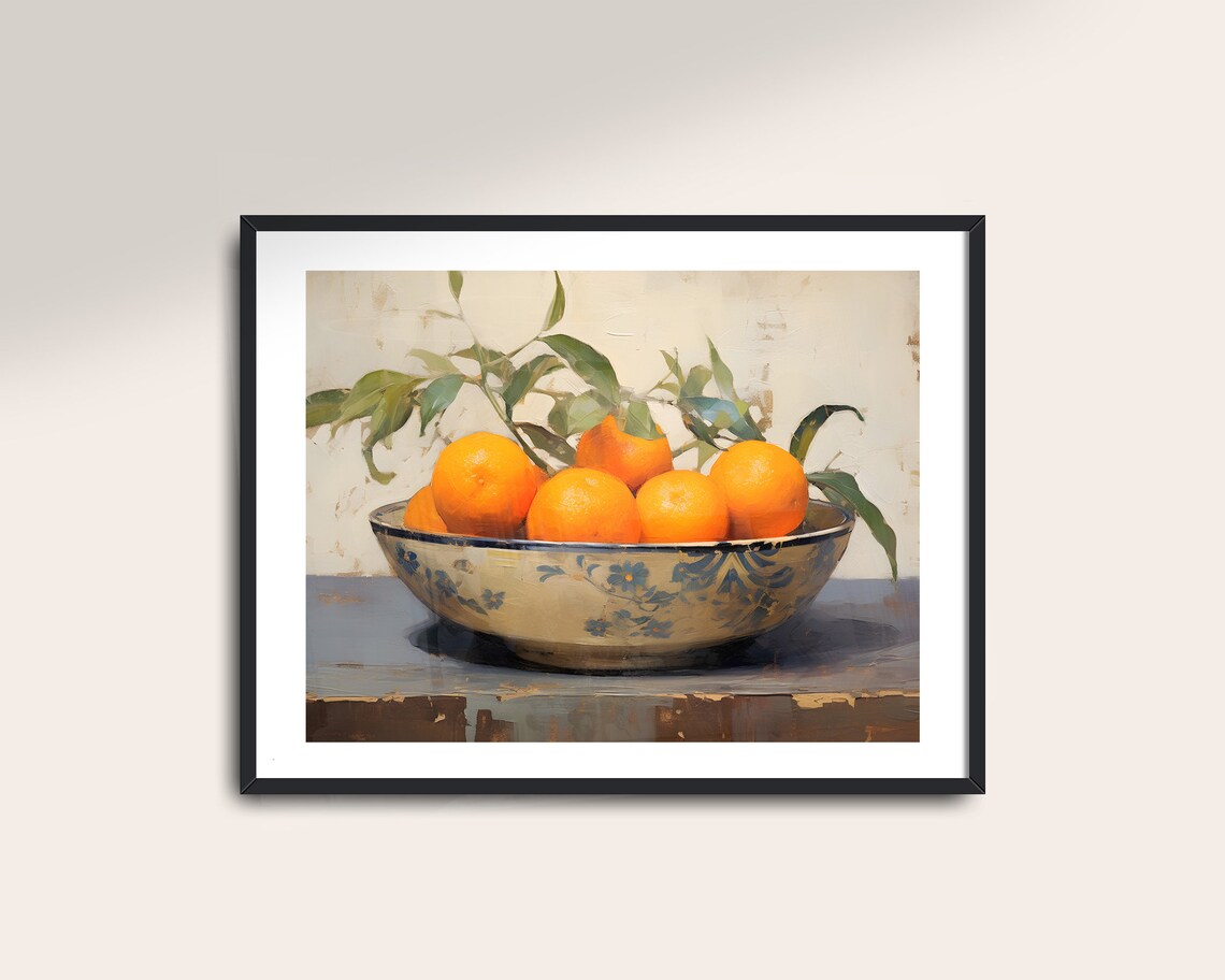 Oranges Still Life Vintage Kitchen Art Print - Image 2