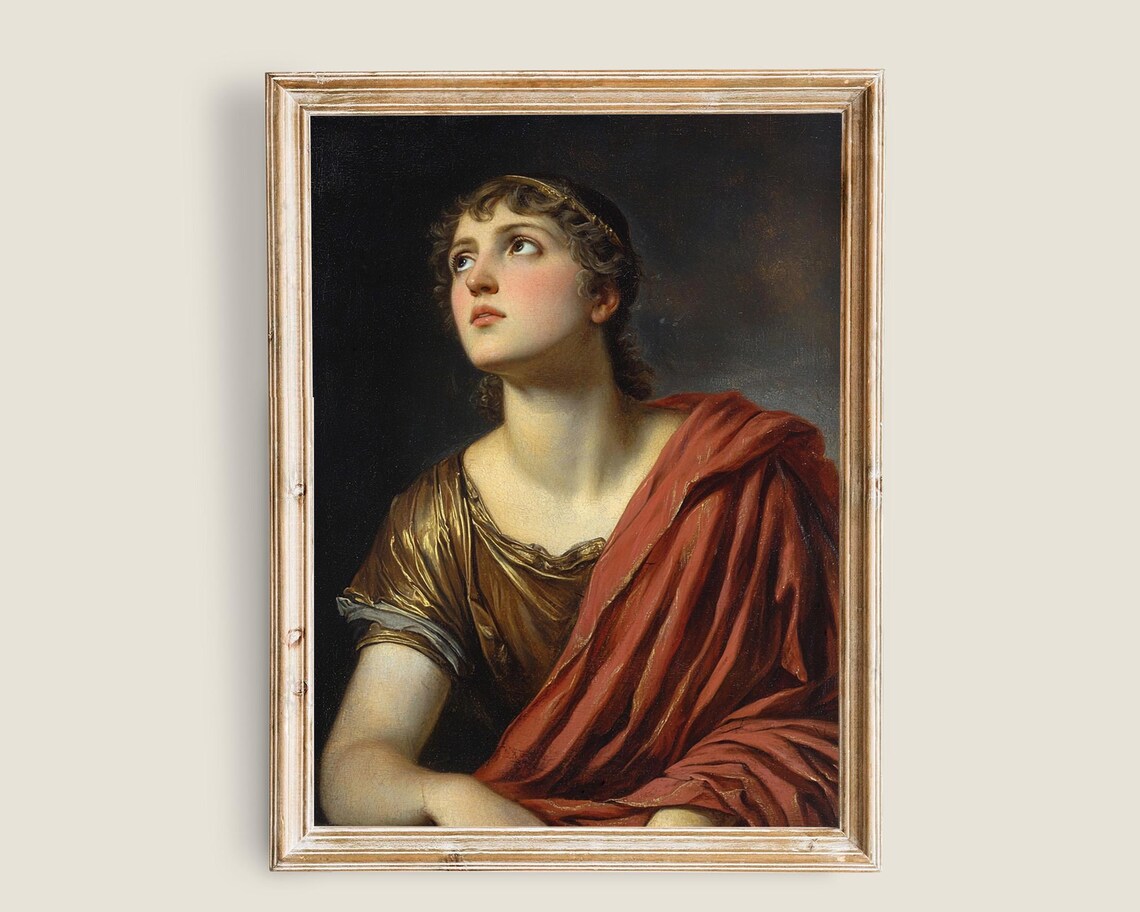 Young Roman Man In Red Toga Looking Up Classical Portrait Poster