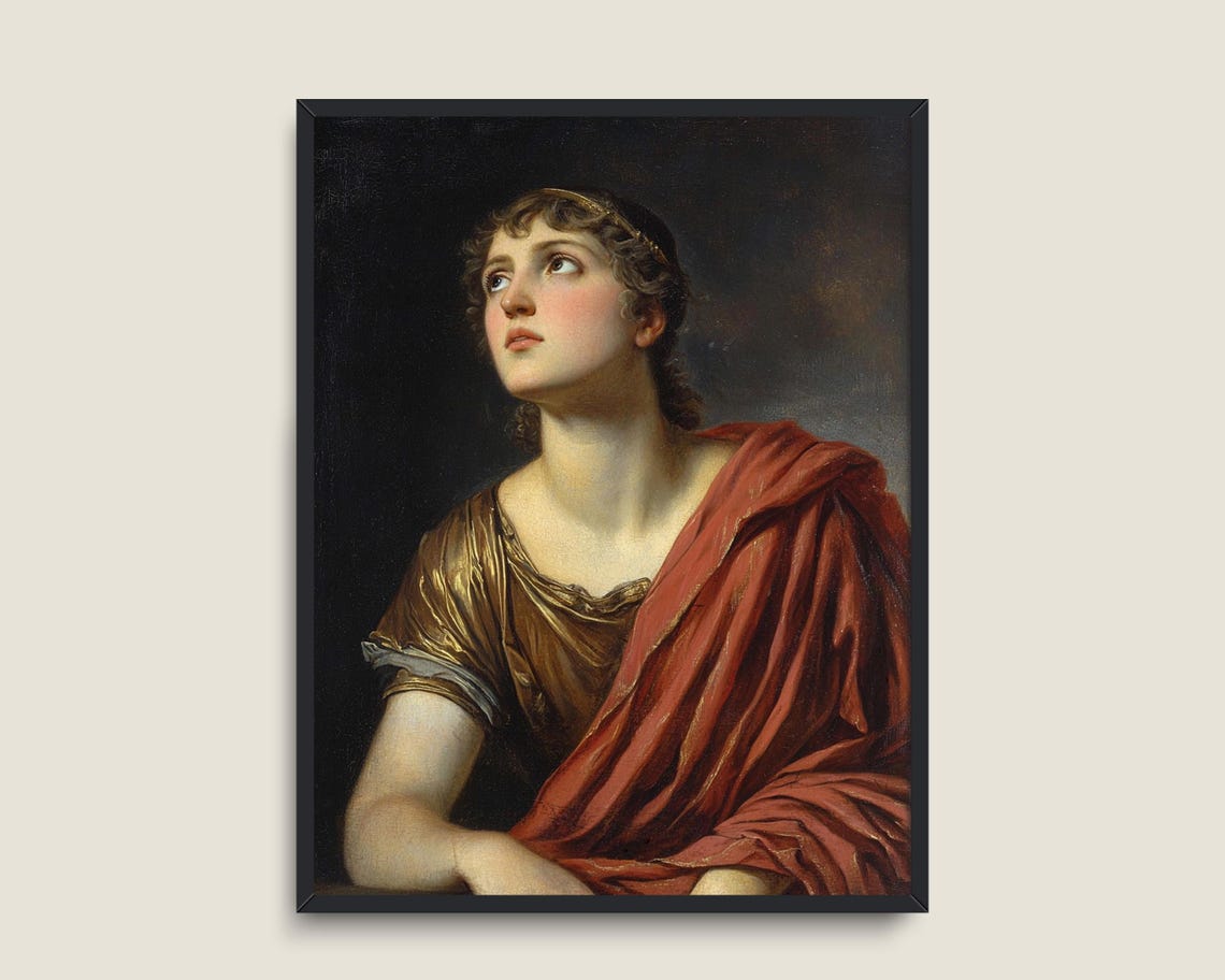 Young Roman Man In Red Toga Looking Up Classical Portrait Poster - Image 3