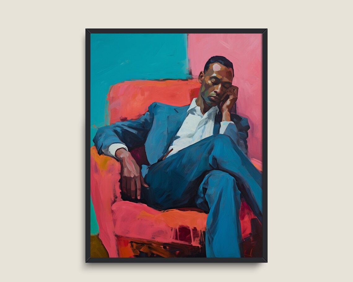 Black Gentleman Portrait, Vintage Mid-Century Art Print - Image 3