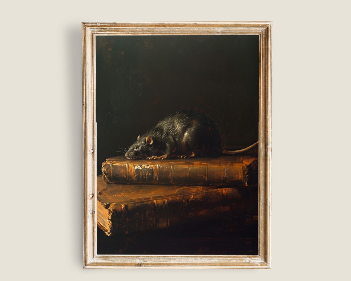 Victorian Books Rat Dark Academia Art Print