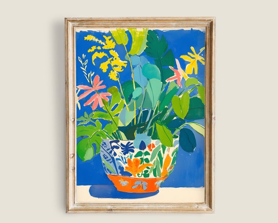 Plants Still Life Painting Vintage Botanical Art Matisse Boho Indoor Plant Prints Flower Art Wall Art