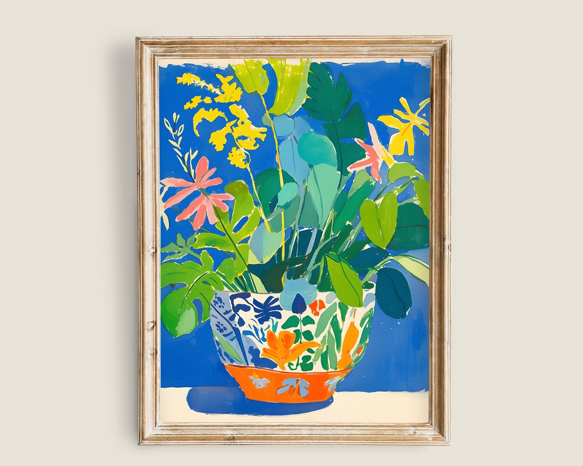 Fauvist Potted Plants Colorful Indoor Botanical Painting Poster
