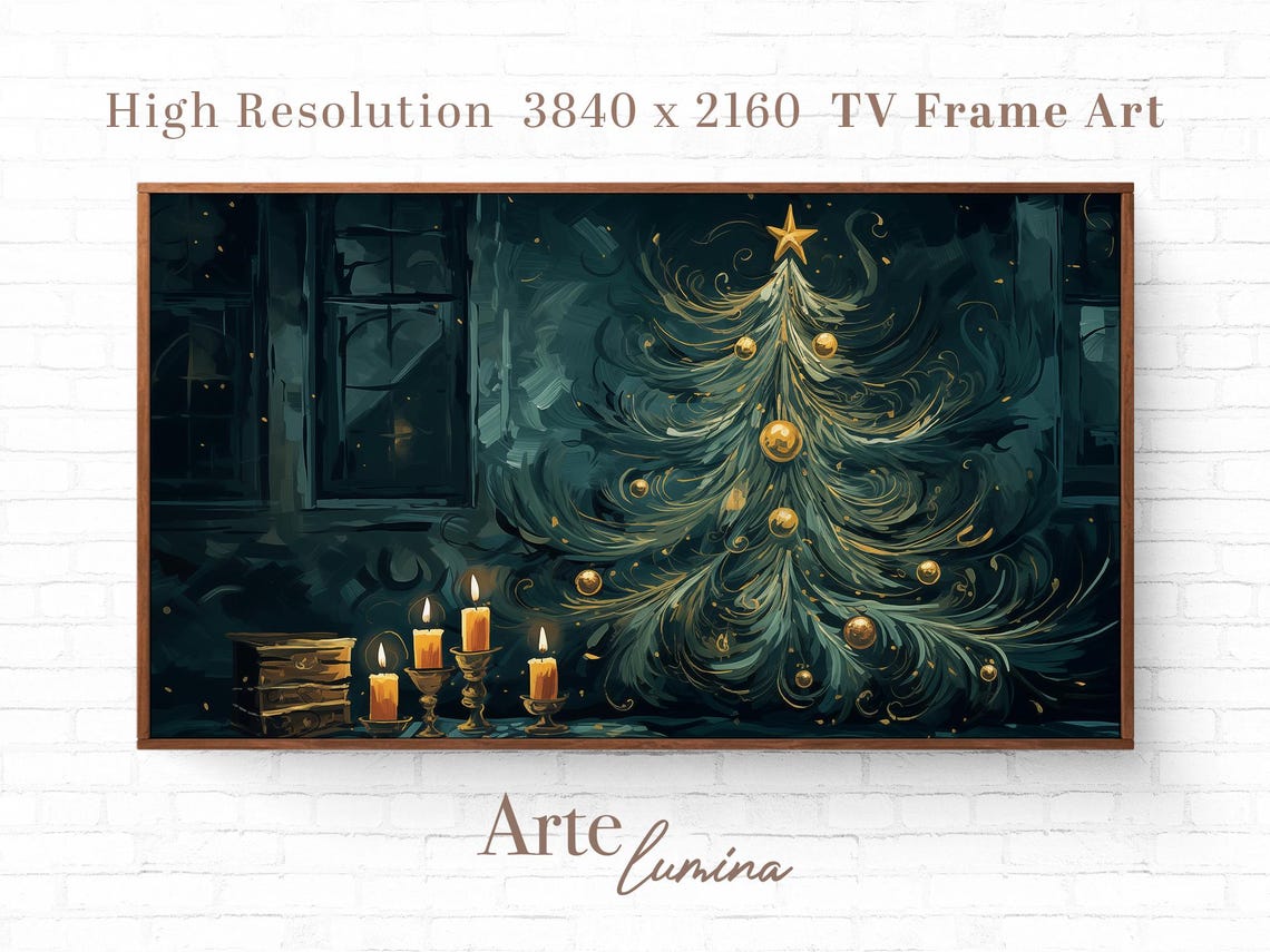 Swirling Midnight Christmas Tree with Glowing Gold Star Poster - Image 7