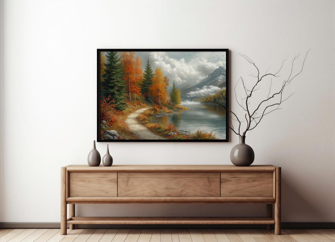 Serene Autumn Mountain Lake with Golden Aspens Landscape Poster - Image 5