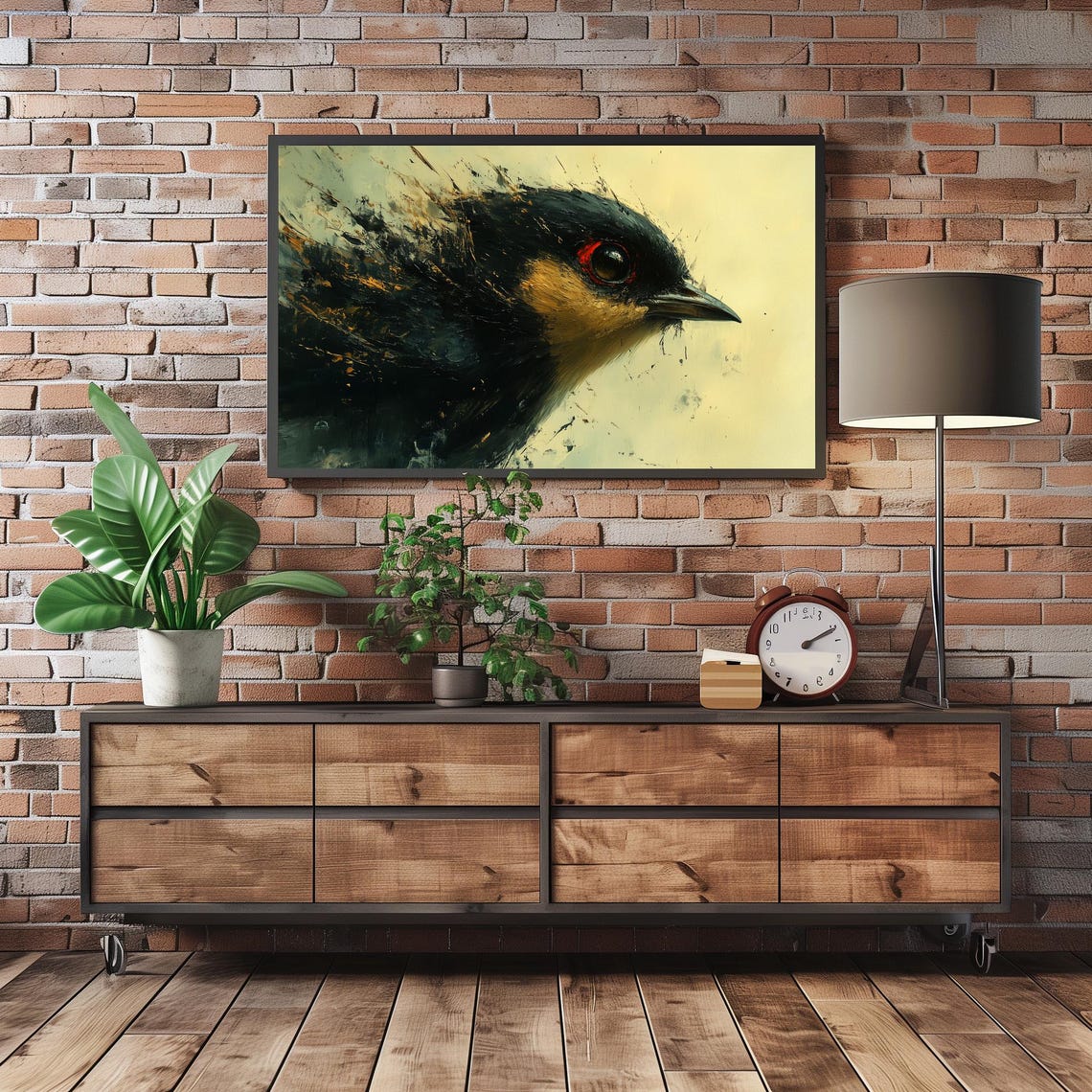 Bold Abstract Black Bird Head Dramatic Wildlife Painting Poster - Image 5