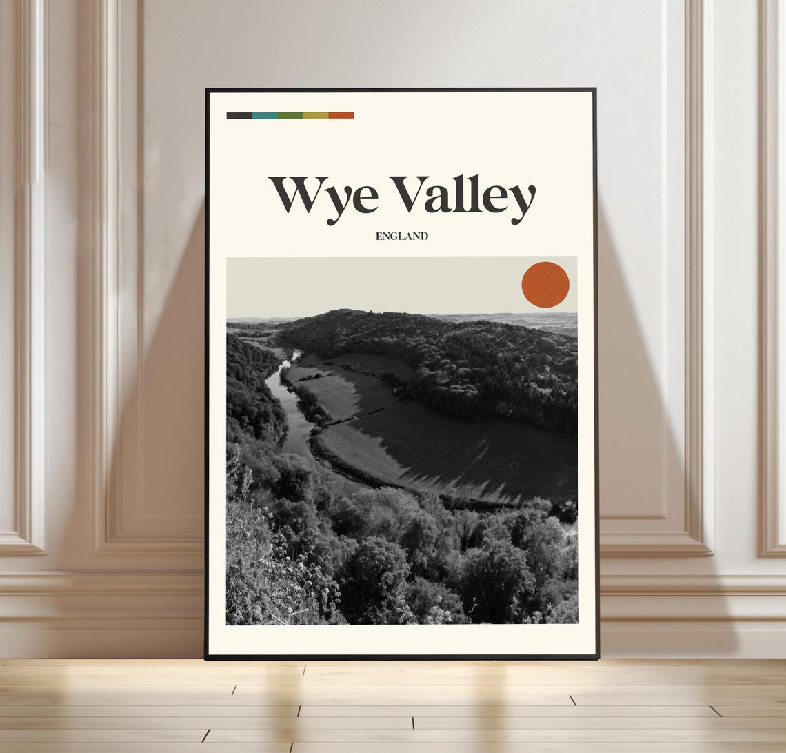 Wye Valley England Minimalist Travel Poster River Forest Nature Art