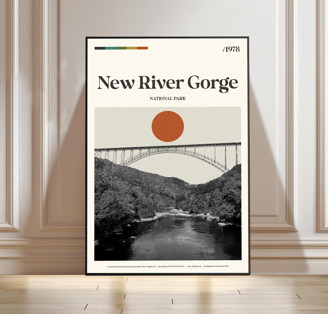 New River Gorge National Park 1978 Retro Minimalist Travel Poster