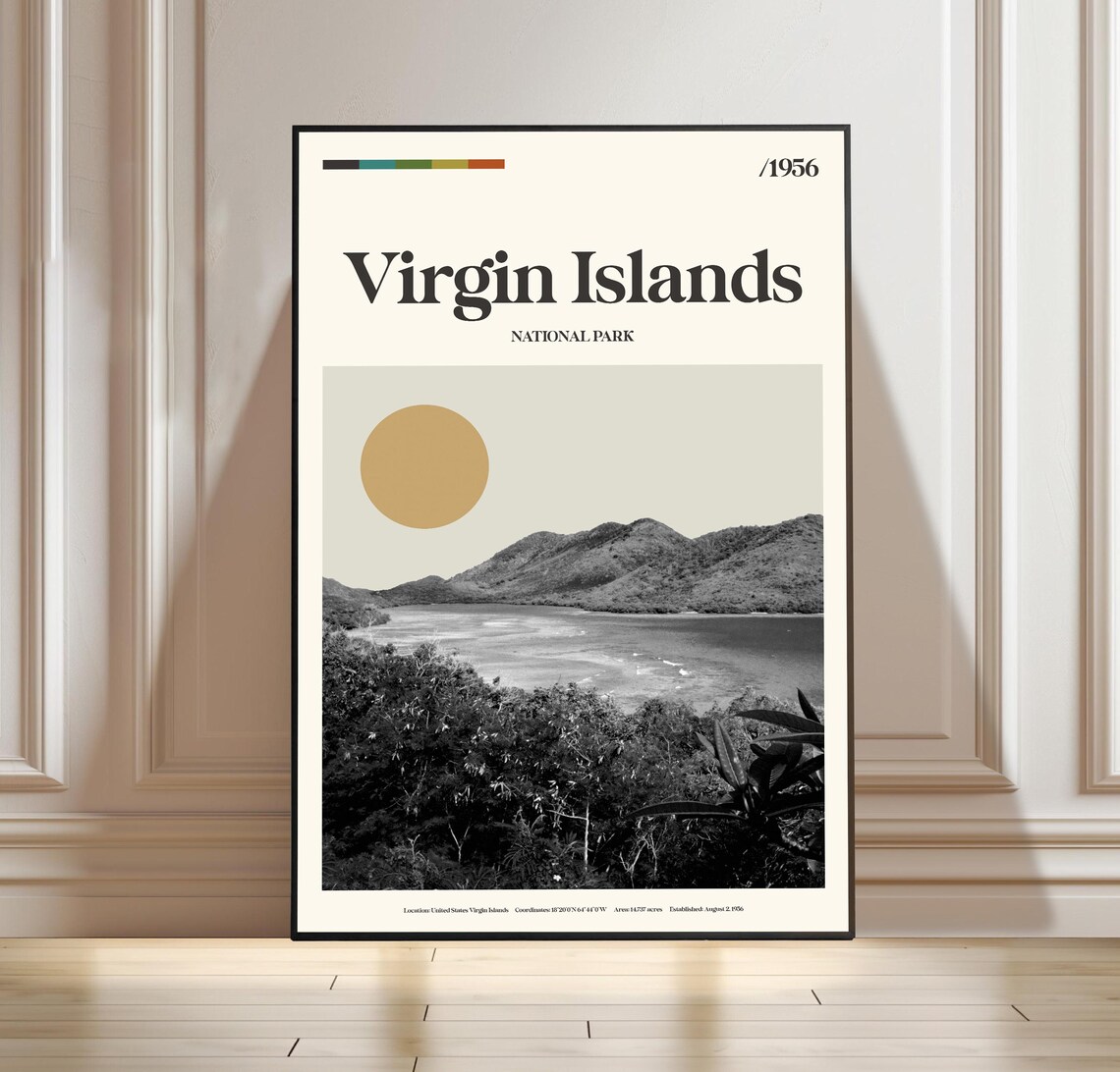 Virgin Islands National Park 1956 Vintage Travel Poster Minimalist Art
