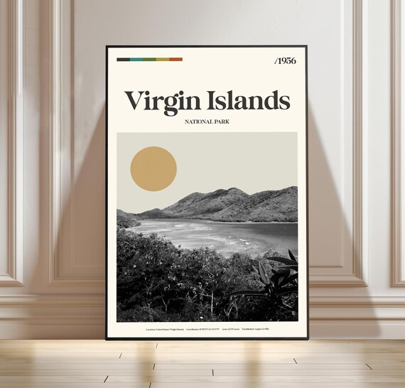 Virgin Islands National Park 1956 Vintage Travel Poster Minimalist Art