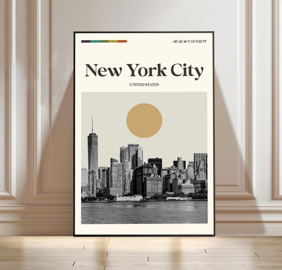 New York Poster United States Travel Cityscape Print Wall Art Gift Lovers City