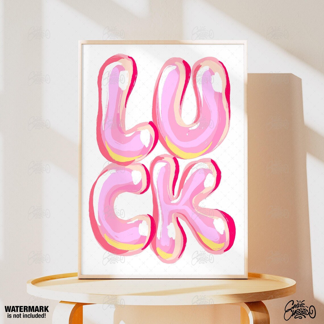 Luck Typography Print Teen Girl Indie Room Decor