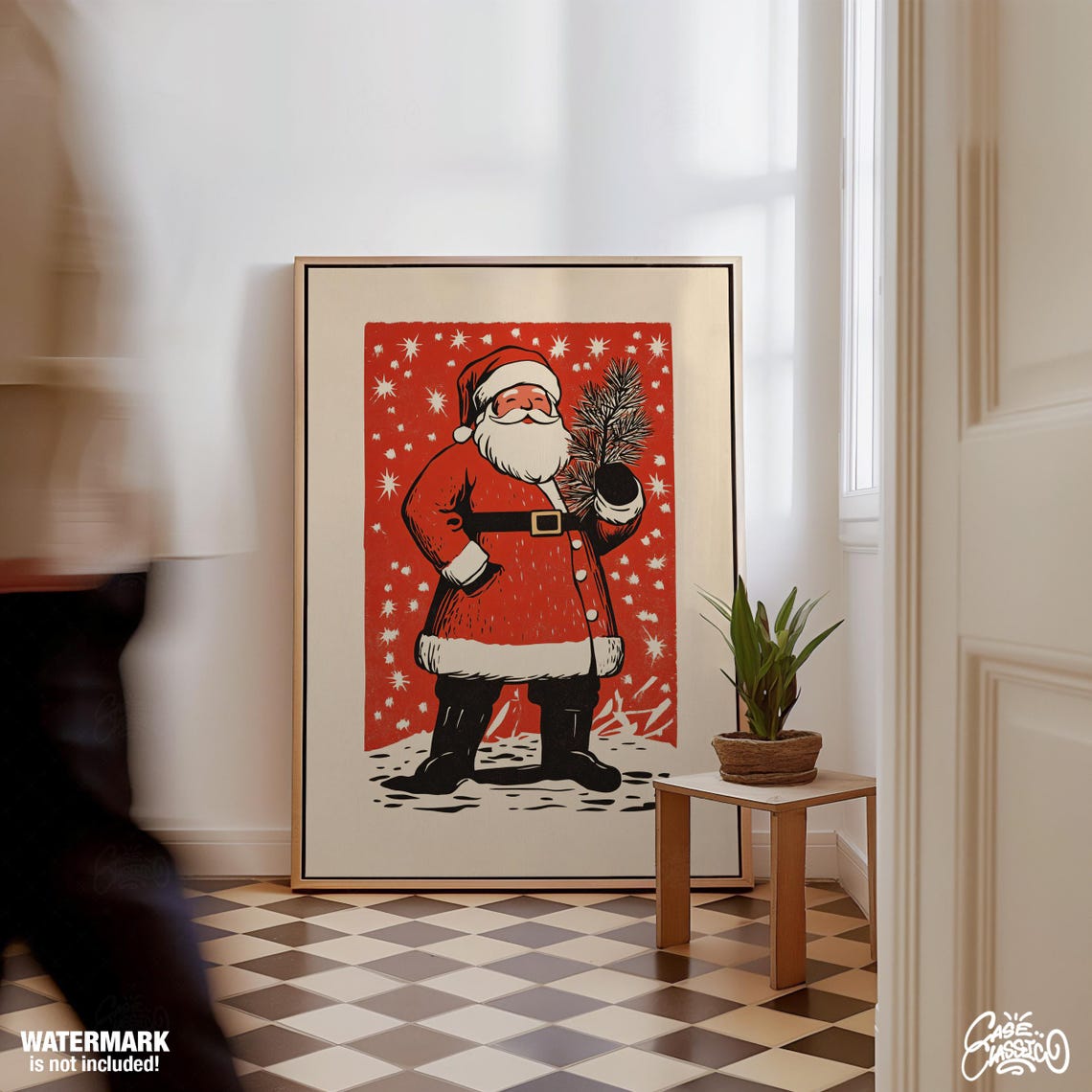 Funny Santa Claus Christmas Poster Museum Quality Wall Art