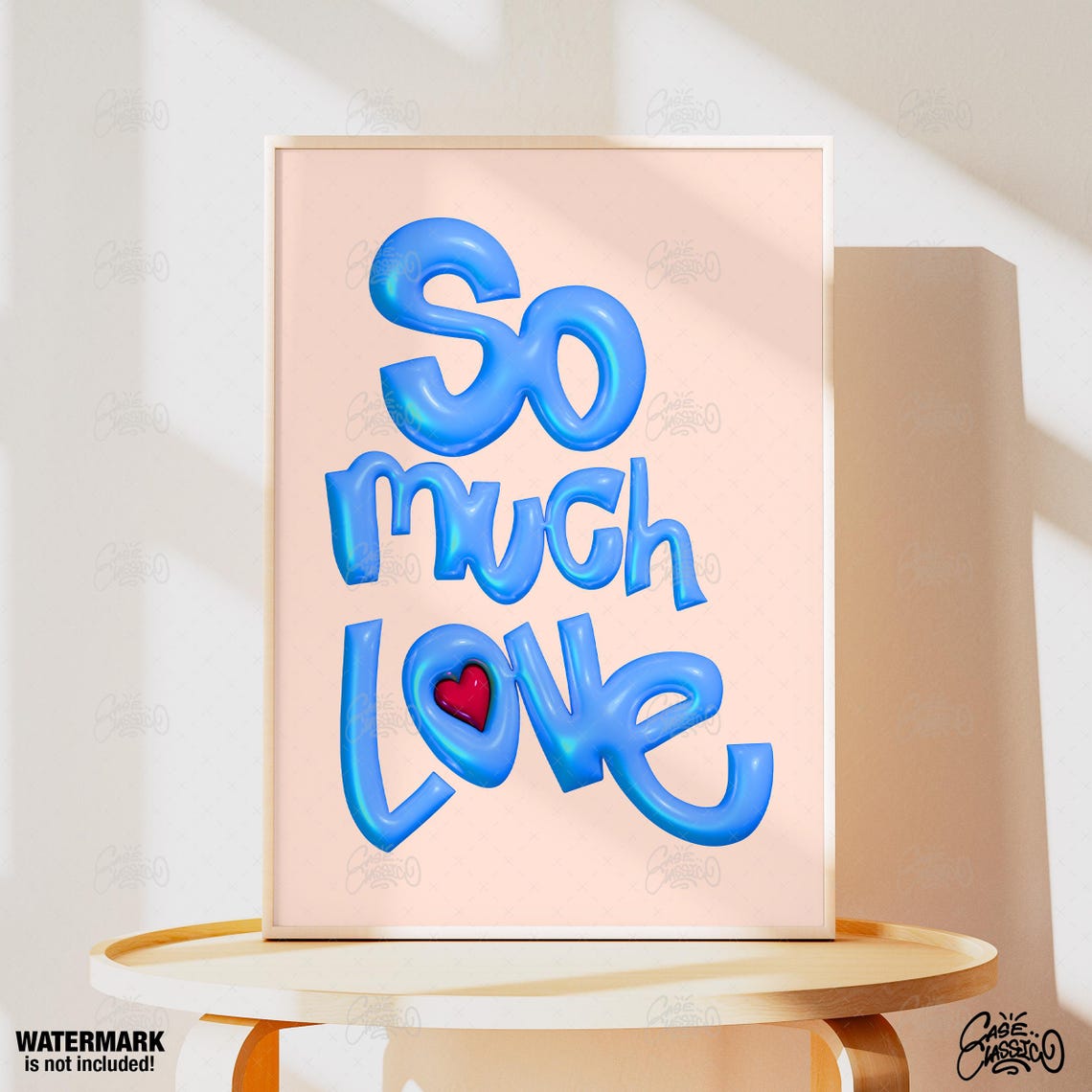 So Much Love 3D Blue Balloon Letters Pink Quote Poster Wall Decor