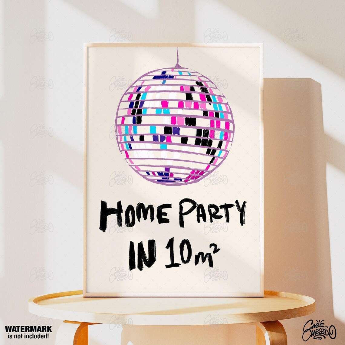 Home Party in 10m2 Colorful Disco Ball Fun Retro Decor Poster