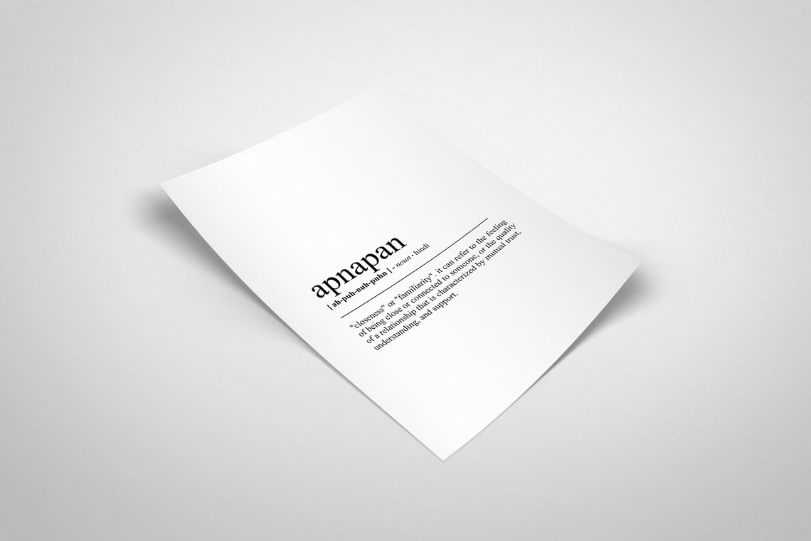 Apnapan Hindi Typography Word Definition Minimalist Dictionary Poster - Image 2