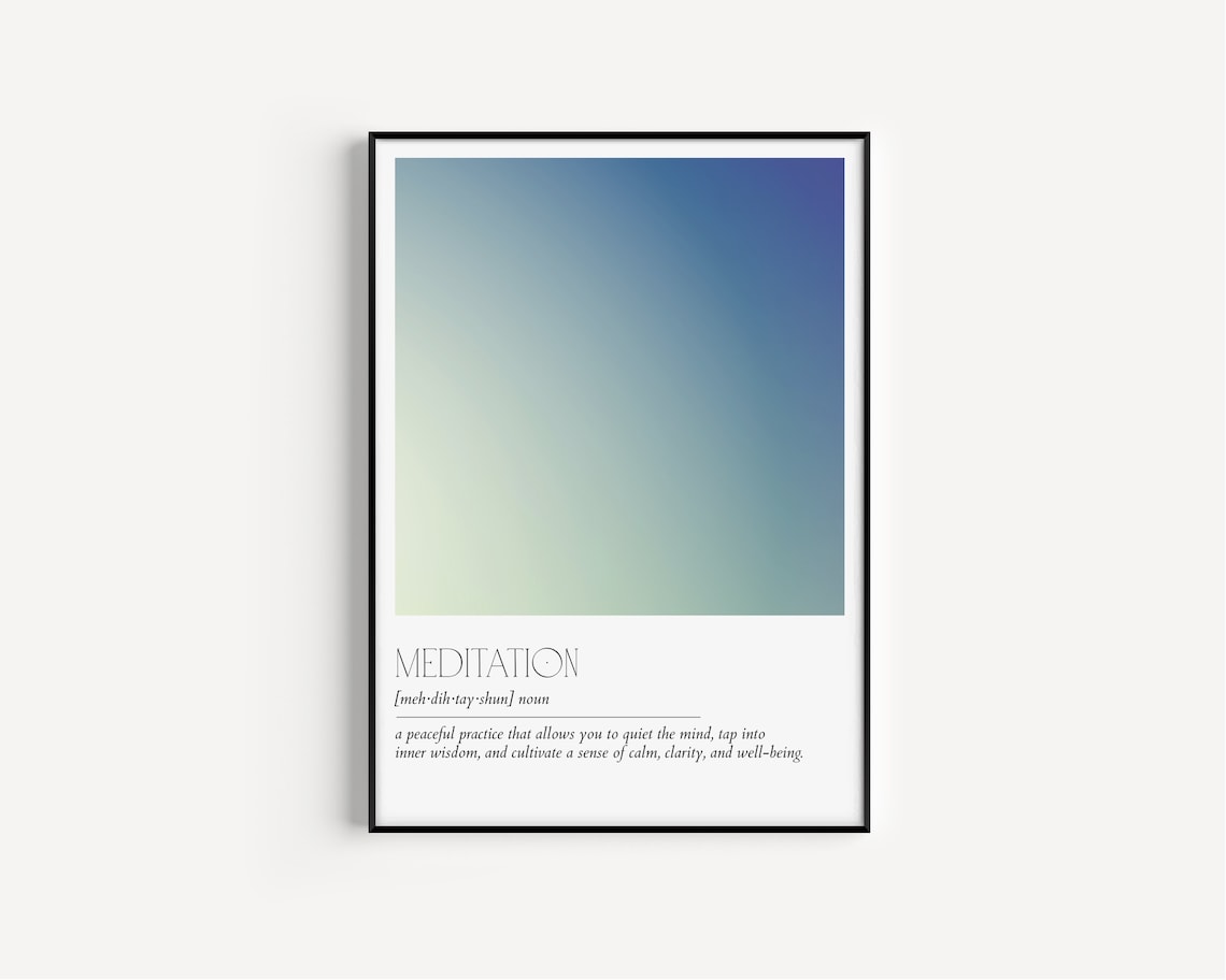 Meditation Definition Minimalist Typography Art Print