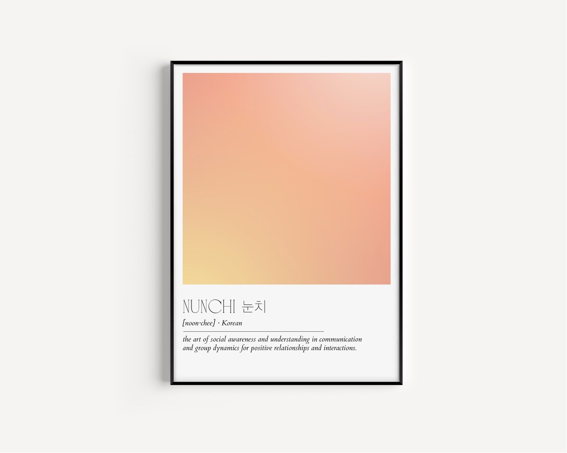Nunchi Definition Minimalist Typography Art Print