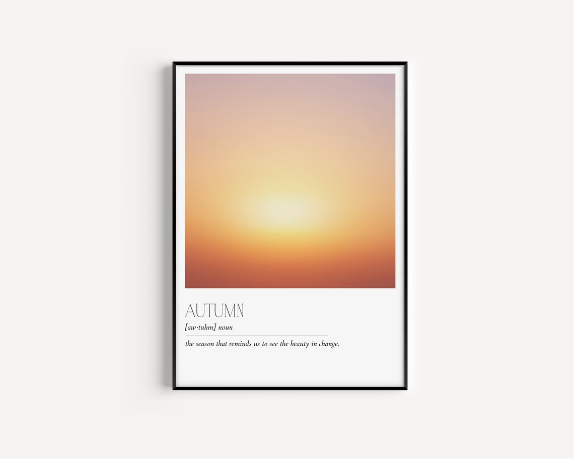 Autumn Definition Minimalist Typography Art Print