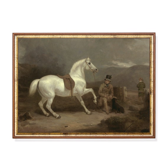 Printed And Shipped Vintage Horse Painting Antique Equestrian Print Moody Rustic Artwork Farmhouse Decor Fine Art Physical Print