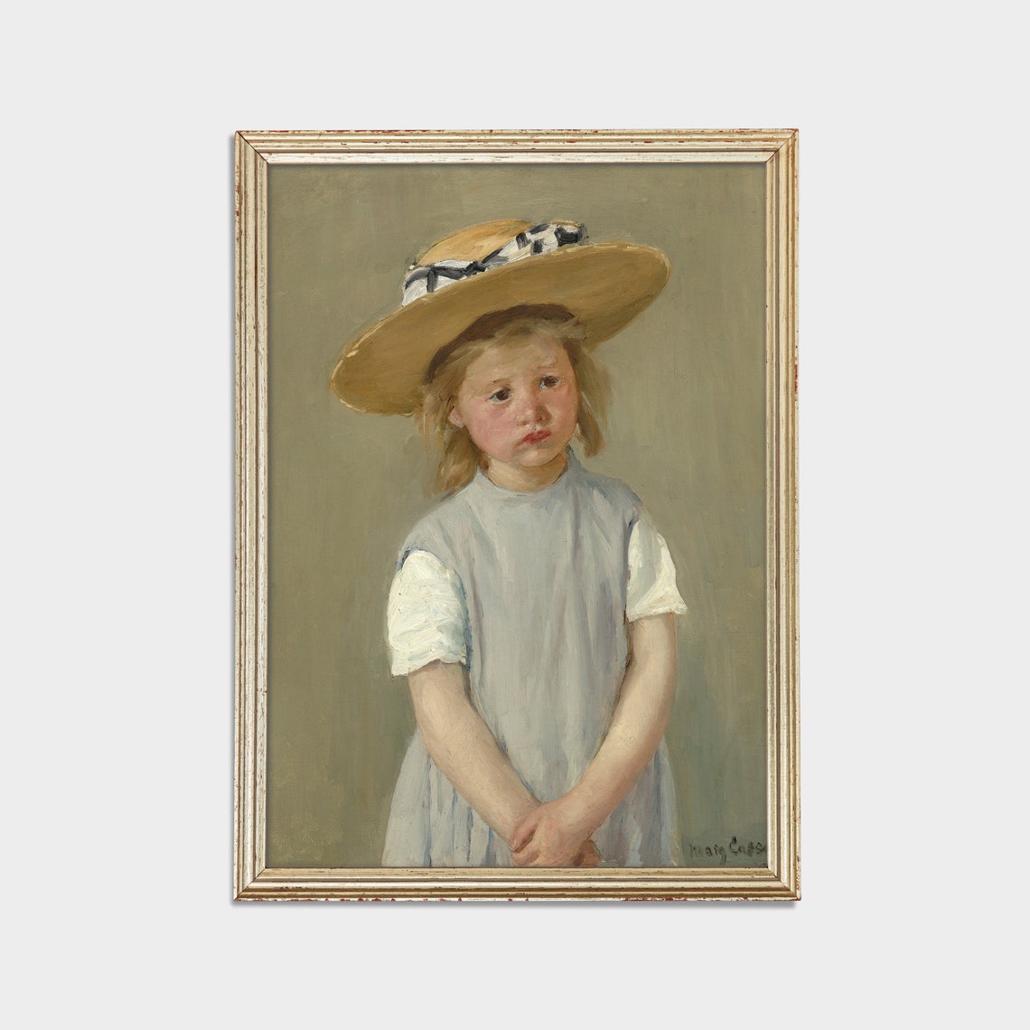 Child in a Straw Hat by Mary Cassatt Impressionist Portrait Poster - Image 2