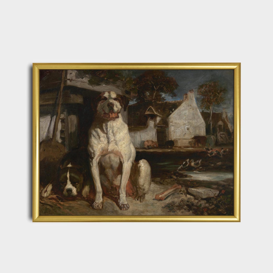 Vintage Farmhouse Dog Art Print Rustic St Bernard Painting Country Home Decor Antique Animal Wall Art 19th Century Dog Portrait - Image 2