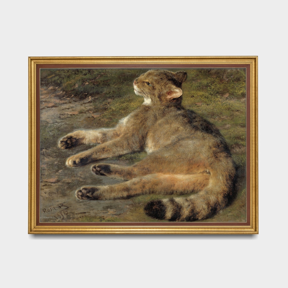 Vintage Cat Painting Antique Animal Print Farmhouse Decor Moody Rustic Art Wall Art Fine Art Print - Image 5