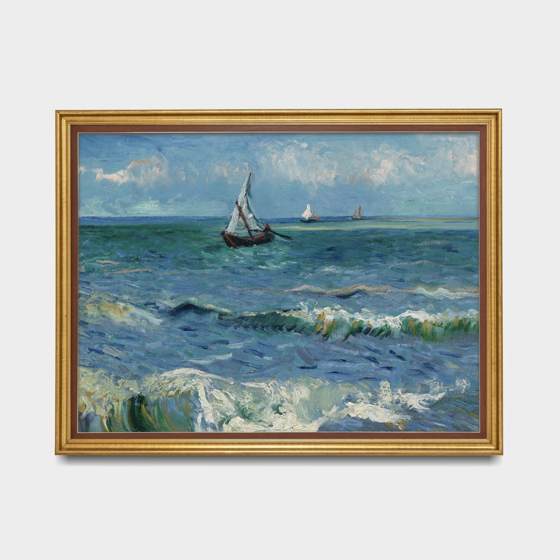 Sailboats Skimming a Bright Blue Sparkling Rolling Sea Poster - Image 5