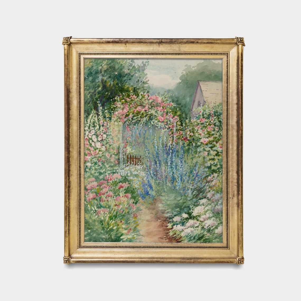 Vintage Summer Landscape, Rustic Flower Garden Art Print - Image 4
