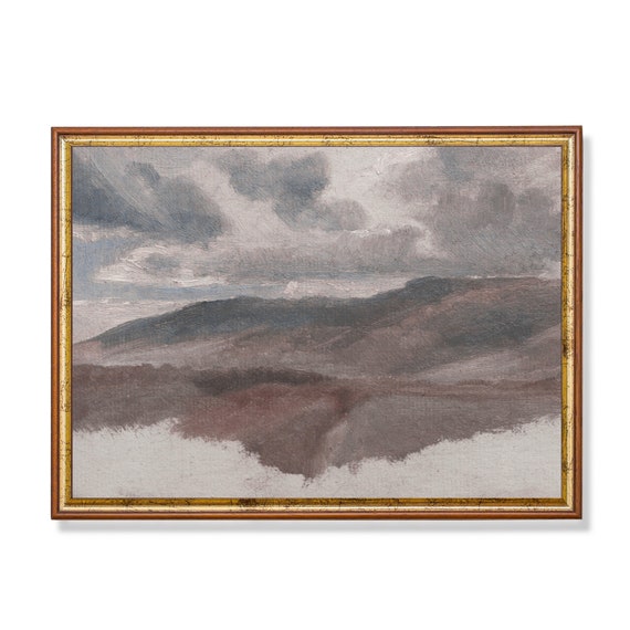 Vintage Landscape Painting Antique Landscape With Clouds Wall Art Oil Painting Print 18th Century Art
