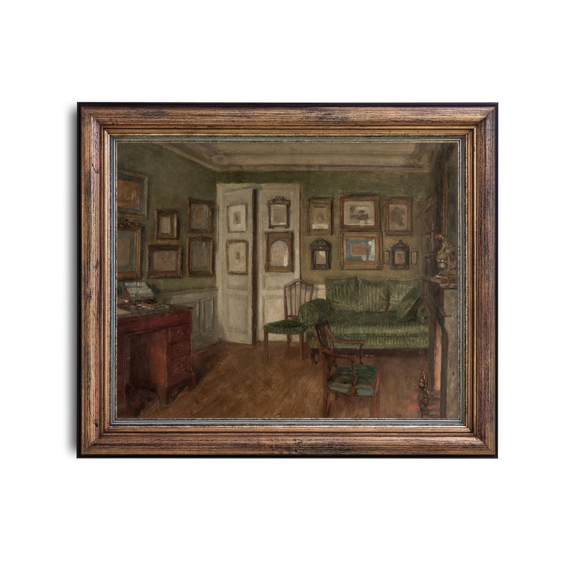 Vintage European Parlor Interior Painting Classic Home Art Poster - Image 4