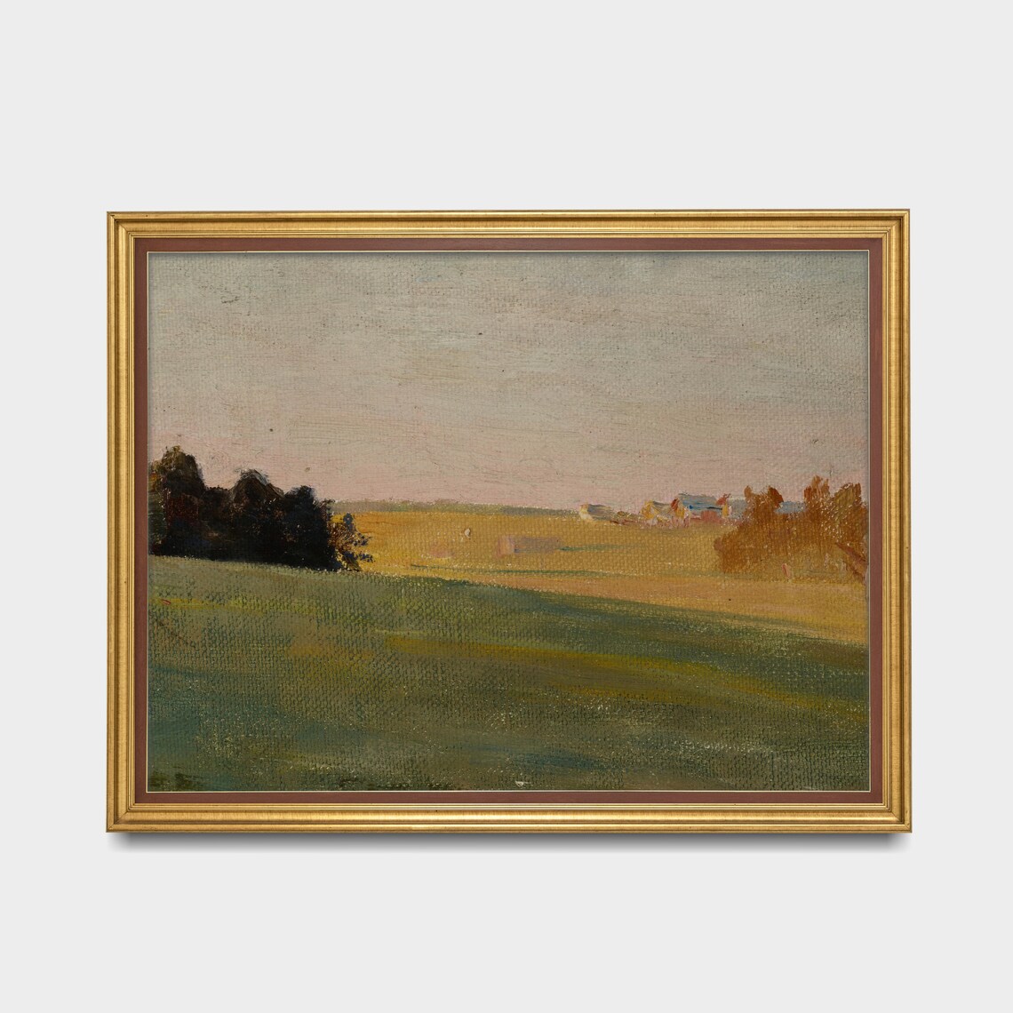 Harvest Field and Farmhouse Impressionist Landscape Art Poster - Image 2