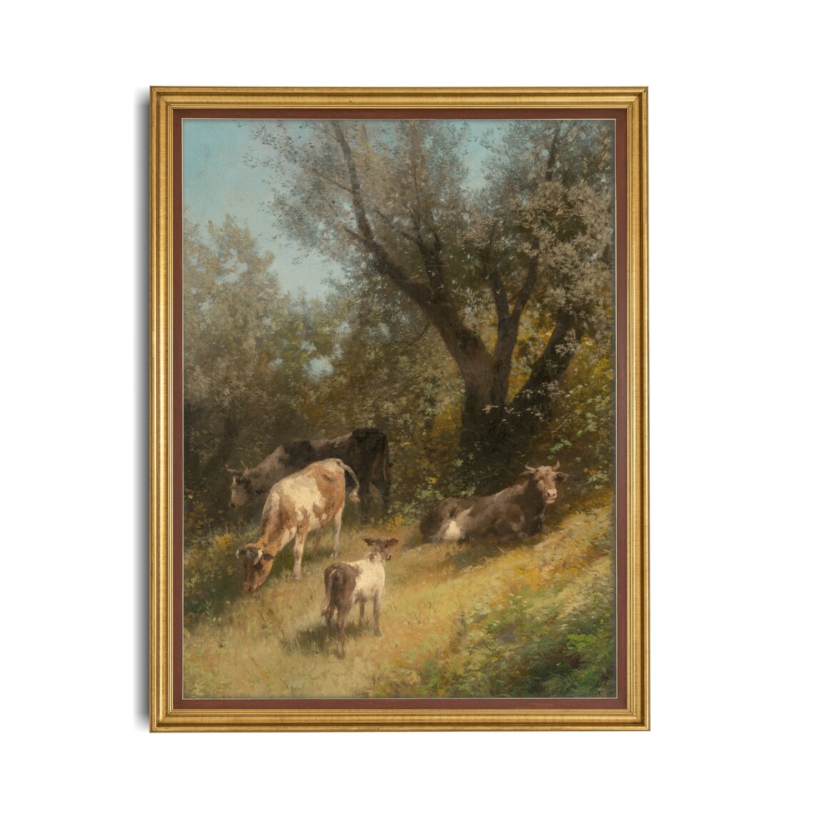 Vintage Grazing Cows Art Print, Country Landscape - Image 2