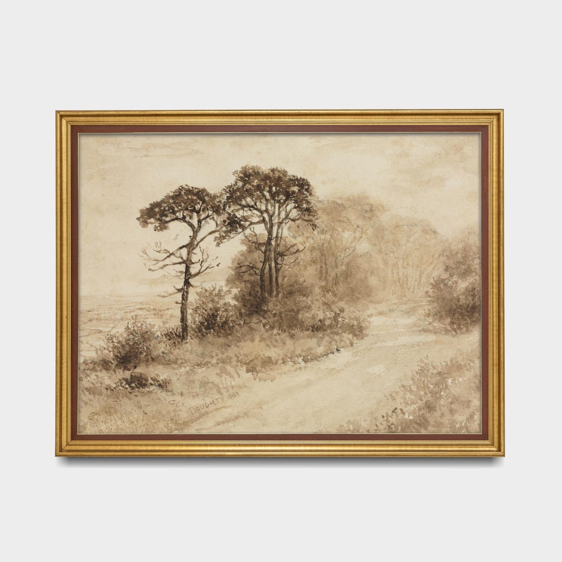 Doughty 1895 Trees By A Country Path Watercolor Painting Poster - Image 5