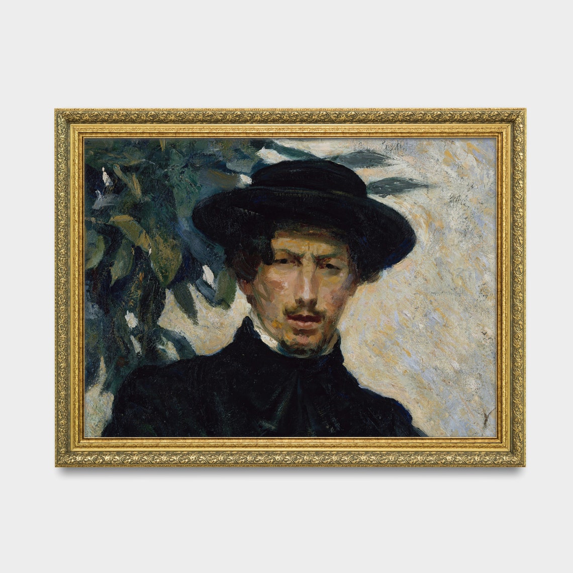 Gentleman in a Black Hat Expressive Portrait Painting Poster - Image 3
