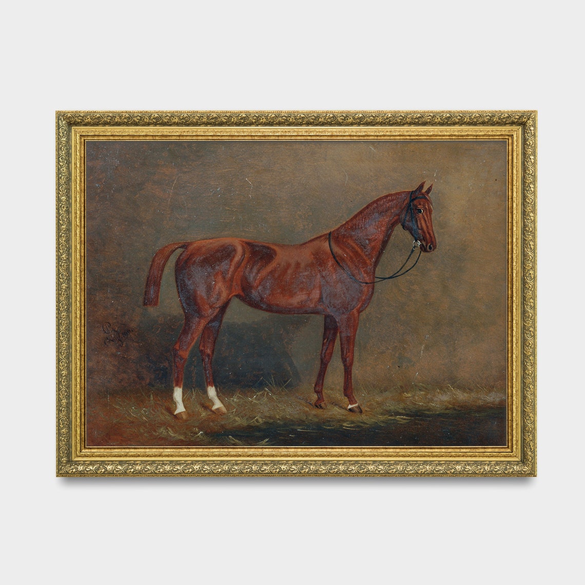 Chestnut Horse Standing in Profile Classic Sporting Art Poster - Image 3