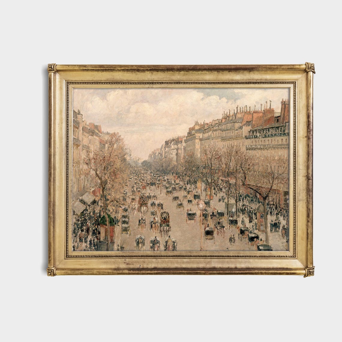Bustling Paris Boulevard with Carriages Vintage Impressionist Poster - Image 4