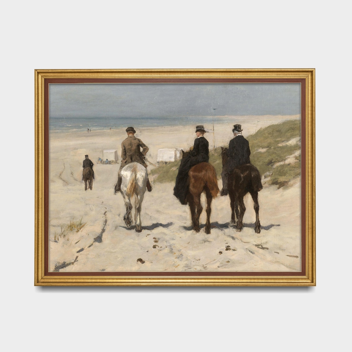 Vintage Horse Painting, Coastal Equestrian Art Print - Image 3