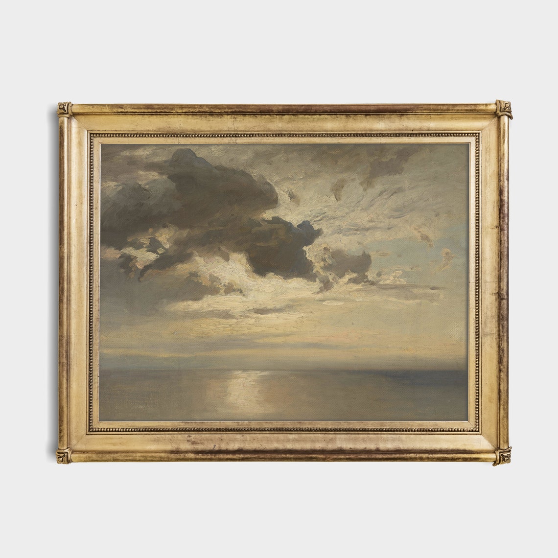 Dramatic Cloud Study Over a Moonlit Sea Antique Skyscape Poster - Image 2