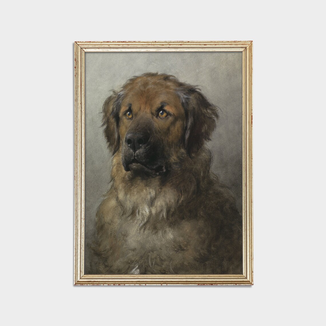 Antique Leonberger Dog Portrait Vintage Animal Painting Poster - Image 2