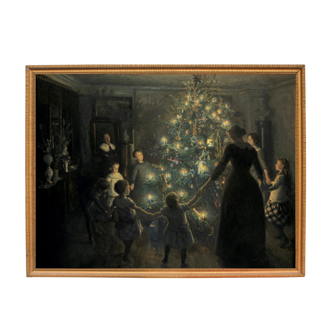 Vintage Christmas Eve Celebrations Oil Painting Art Print - Image 3