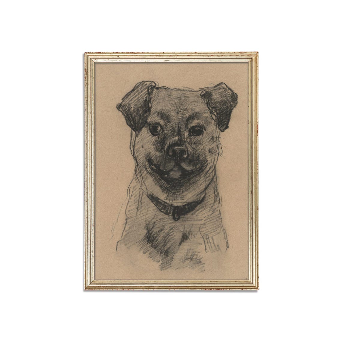 Expressive Dog Portrait Charcoal Sketch Minimalist Pet Drawing Poster - Image 3