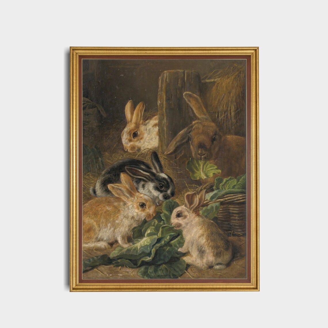 Vintage Rabbit Painting, Antique Bunnies Art Print - Image 5