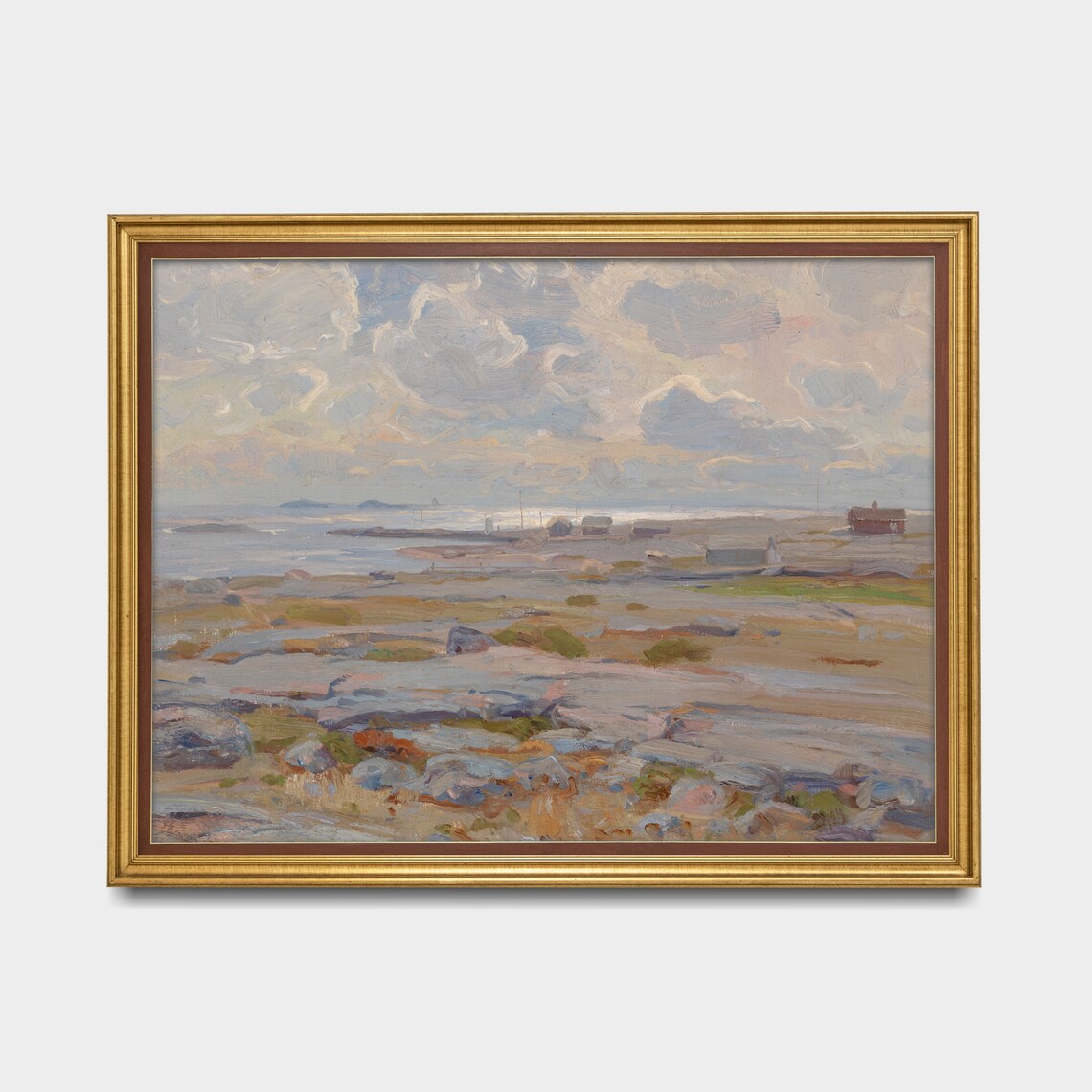Rocky Coastal Shore With a Red Cabin Overlooking the Calm Sea Poster - Image 2