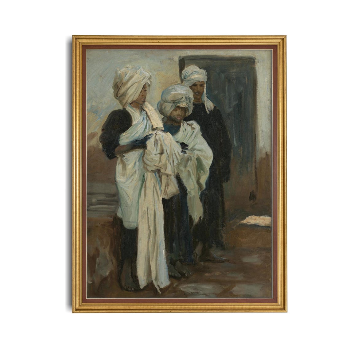 Turbaned Figures in Flowing White Robes Vintage Orientalist Poster - Image 4