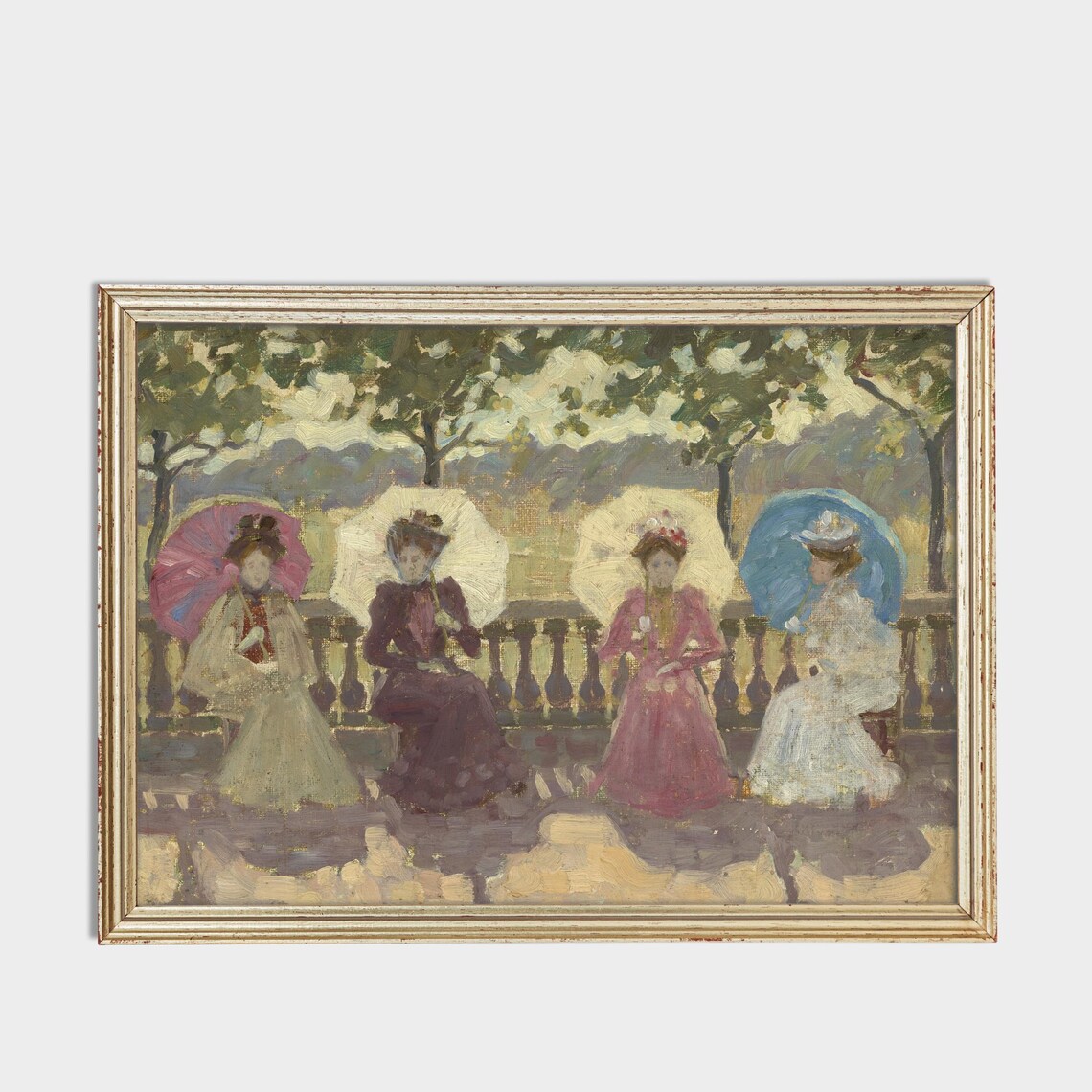 Printed And Shipped Women Sitting In Park Vintage Portrait Painting Moody Rustic Oil Painting Victorian Female Art Physical Prints - Image 3