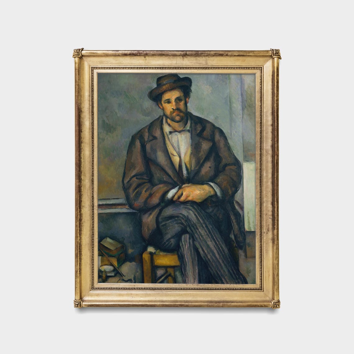 Seated Man in a Hat with Folded Hands Post-Impressionist Poster - Image 5